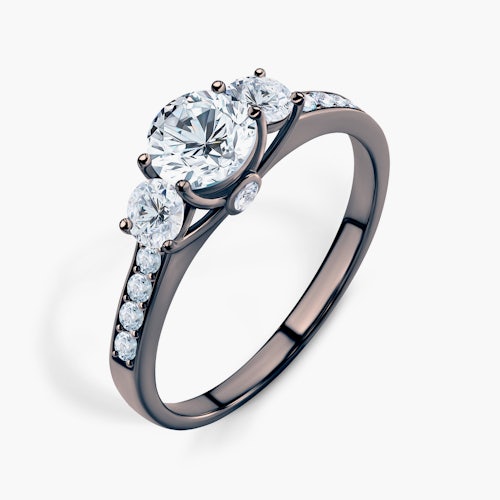 Pierścionek zaręczynowy Dream: czarne złoto, diamenty